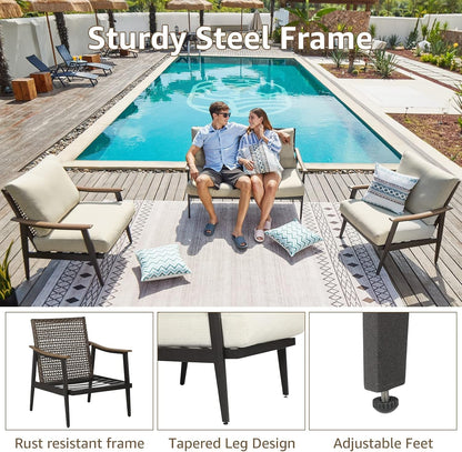 3 Pieces Patio Conversation Sets, Wicker Patio Set2