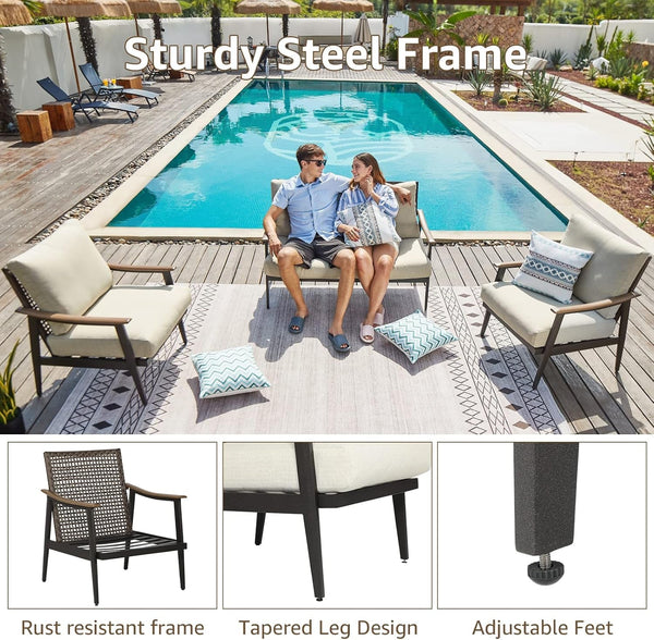 3 Pieces Patio Conversation Sets, Wicker Patio Set2