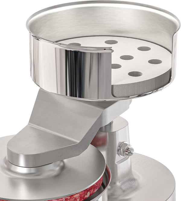 Burger Press Patty Maker for 5” Hamburgers, Stainless-Steel Manual Forming Machine for Personal and Commercial Foods, Heavy Duty Processor, Includes Pattie Papers (CHM-5), Silver4