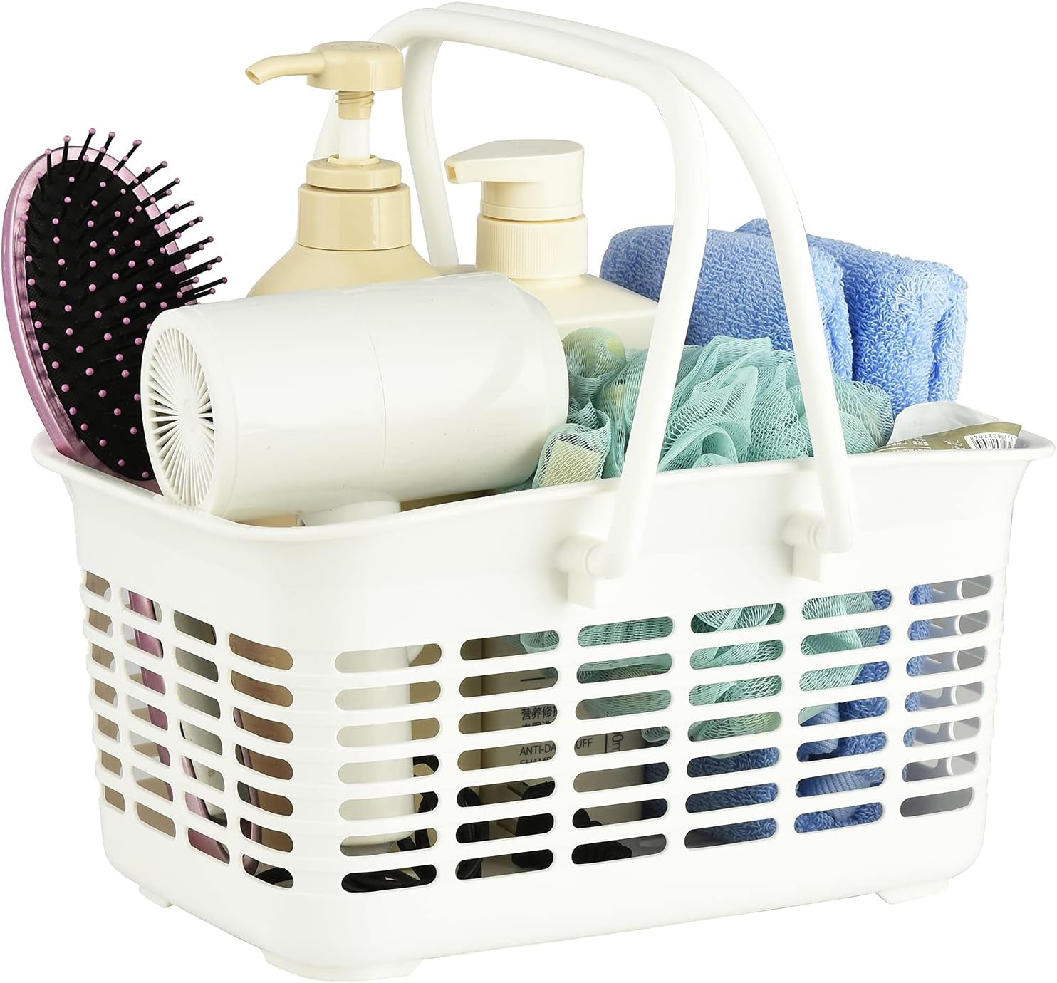 plastic-shower-caddy-basket-with-handle-portable-organizer-storage-basket-for-college-dorm-bathroom-kitchen-white