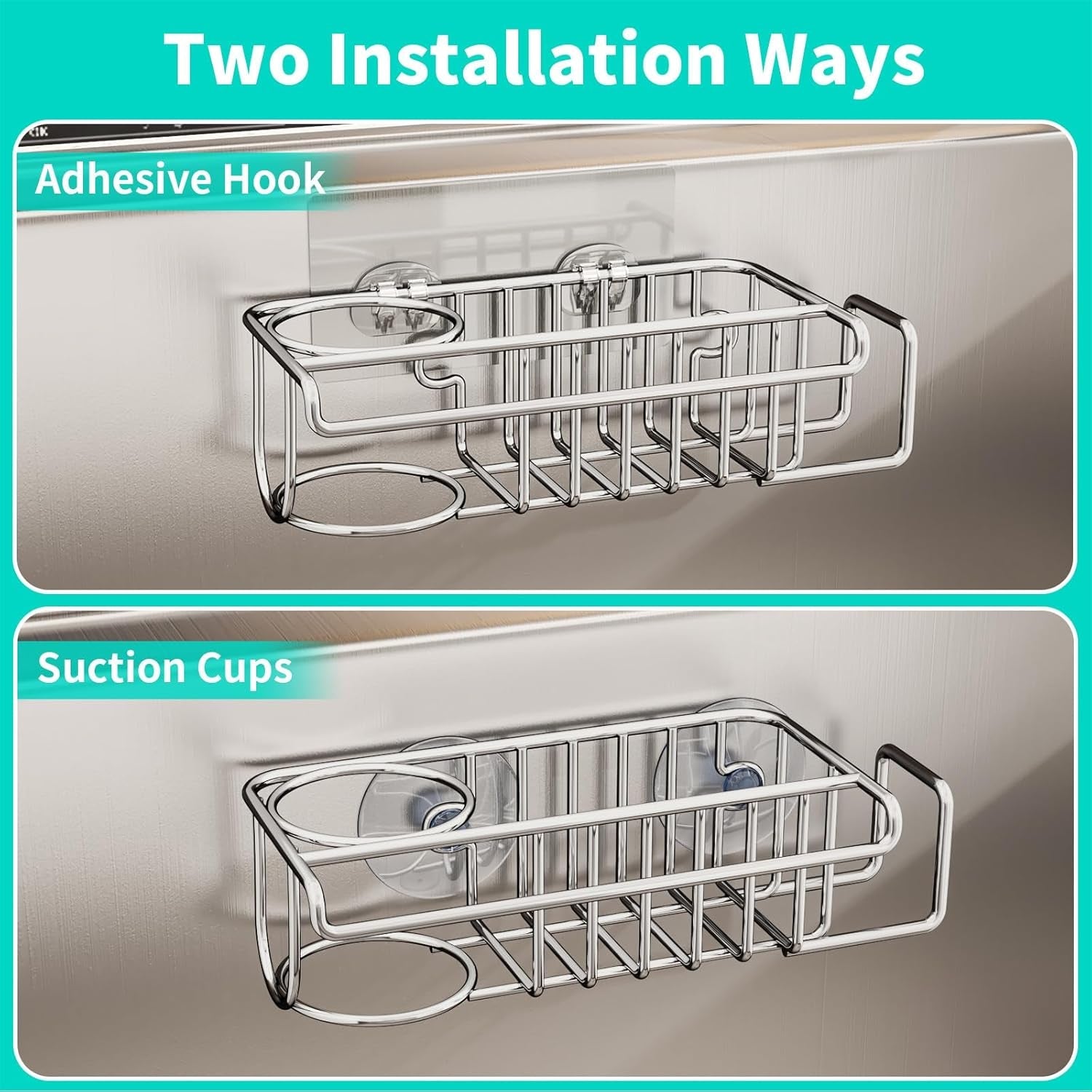 4-in-1-sink-caddy-sponge-holder-sus304-stainless-steel-kitchen-brush-holder-and-dish-cloth-hanger-kitchen-organizers-and-storage-essentials-silver