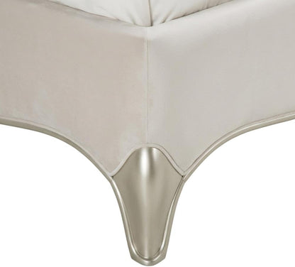 London Place Beige Queen Velvet Panel Bed with Solid and Manufactured Wood Frame, Plush 100% Polyester Upholstery, Poplar Wood Construction, Comfortable and Durable8