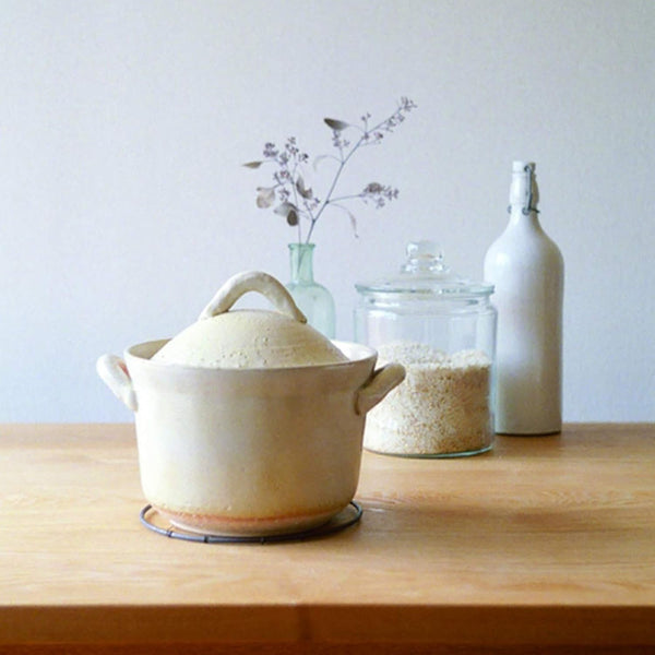 Japanese Donabe Cocer Rice Cooking Pot, 3 Go, 2200Cc, White2