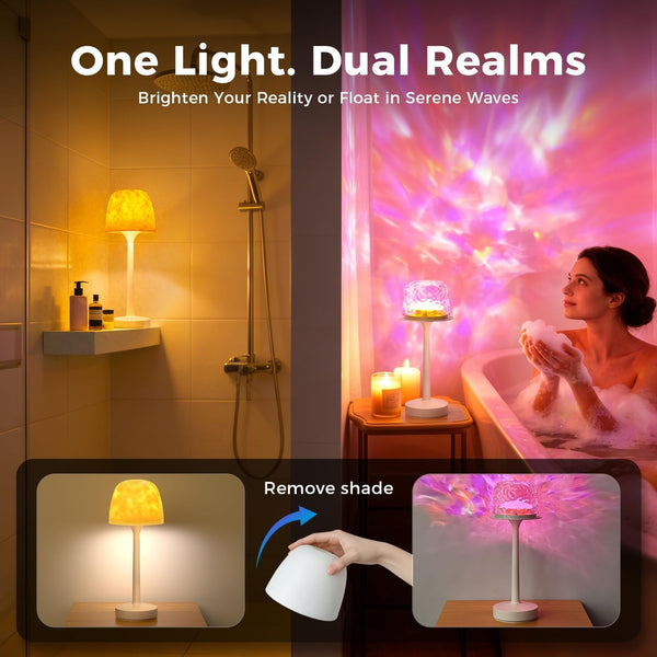 Waterproof Shower Lamp Rechargeable LED Ocean Projector Outdoor Table Lamps2