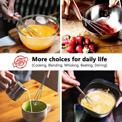 Mini Whisks Stainless Steel, Small Whisk 2 Pieces, 5In and 7In Tiny Whisk for Whisking, Beating, Blending Ingredients, Mixing Sauces4