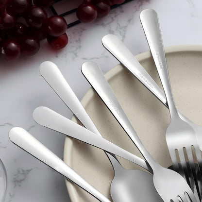 24-Piece Spoons and Forks Set Silverware Set - Forks and Spoons Food Grade Stainless Steel Silverware for Home, Kitchen and Restaurant, 12-Fork and 12-Spoon, Mirror Polished&Dishwasher Safe4