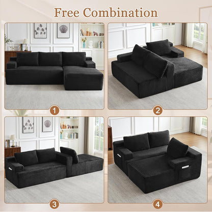 96" Boneless Sectional Sofa Cloud Couch with Deep Seat, Modern L-Shape Compressed Sofa Couch with Right Facing Chaise,Upholstered Boneless Couches for Living Room12