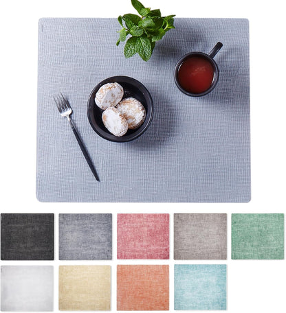 14 X 16 Rectangular Silicone Placemat, Linen Print in Silver, 1 Count1