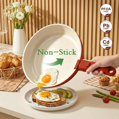21PCS Pots and Pans Set Non Stick,Kitchen Cookware Set Detachable Handle,Red and Black Gradient Pot and Pan Set,Non Toxic Cooking Pan Set with Frying Pans Set,Rv Cookware Sets for All Stoves4