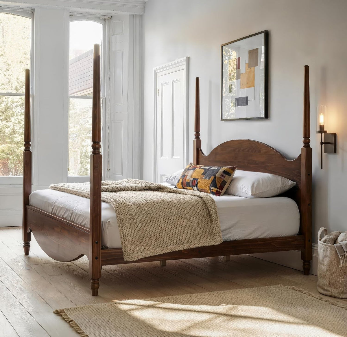 brixton-king-solid-pine-wood-four-poster-bed-arched-headboard-walnut