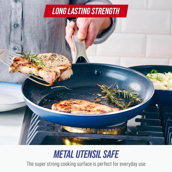 10" Diamond Infused Ceramic Nonstick Frying Pan Skillet, Blue | Pfas-Free Ceramic Nonstick, Dishwasher & Oven Safe, Stay Cool Handle, Durable Metal Utensil Safe, Egg & Omelet Pan5