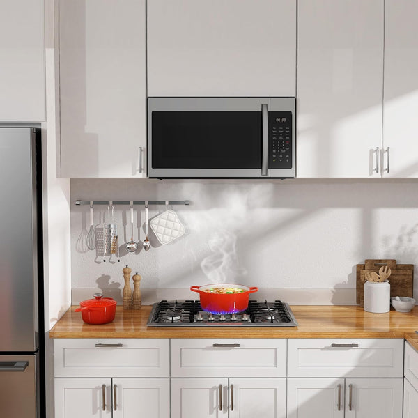 HOME 1.7 Cu. Ft. Over-The-Range Microwave Oven, 1000W Stainless Steel Microwave with 300 CFM Vent Fan, Ductless Installation, LED Display, Auto Cook Presets & Child Lock9
