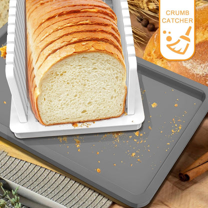New Upgrade Bread Slicer for Homemade Bread with Adjustable Width | Bread Slicing Guide Foldable and Compact Cutting Guide with Crumb Tray Suitability for Homemade Bread Bagel Cakes6