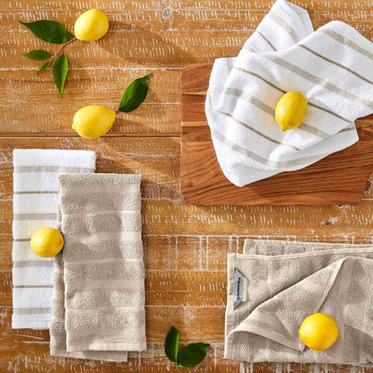 Albany Kitchen Towel 4-Pack Set, Milkshake Tan/White, 16"X26"2