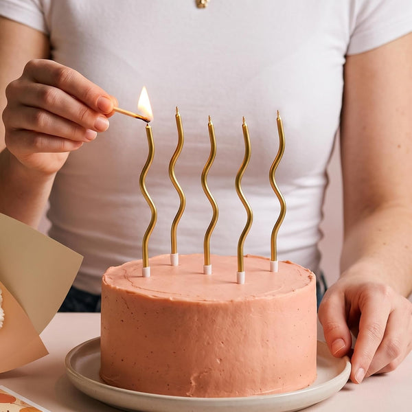 48-Count Gold Spiral Long Thin Metallic Birthday Candles, Cake Candles, Birthday Parties, Wedding Decorations, Party Candles5