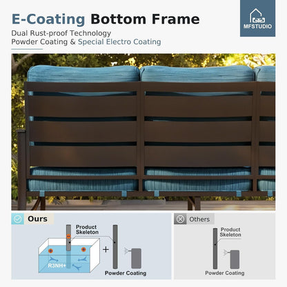 4 Piece Metal Patio Furniture Set with Peacock Blue Cushions5