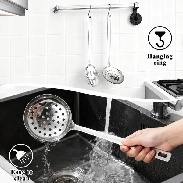 Slotted Spoons for Straining 2 Pcs 13", Stainless Steel Kitchen Spider Strainer Skimmer Ladle for Straining Pasta/Cooking/Frying, Metal Kitchen Utensils Pasta Spoon7