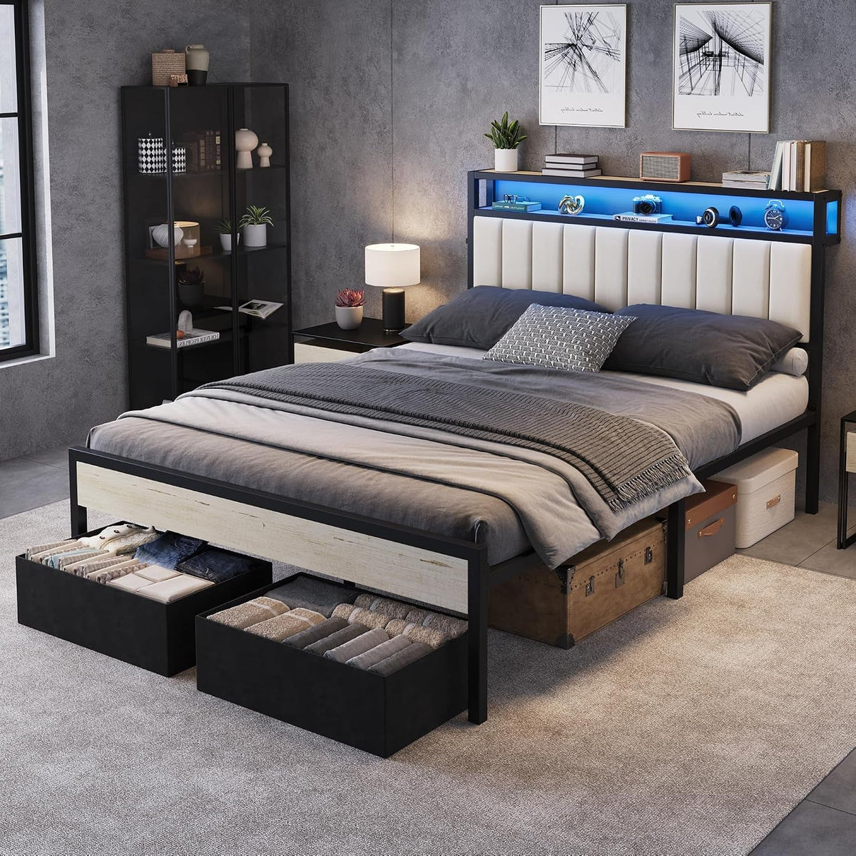 queen-bed-frame-with-led-lights-2-tier-storage-headboard