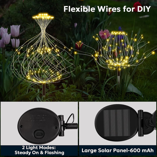 Solar Fireworks Lights Outdoor Waterproof Garden Fairy Light outside Solar Sparkles Landscape Lights 120 LED Decorative Outdoor for Backyard Patio Pathway Lawn Party Walkway Decor, 4 Pack6