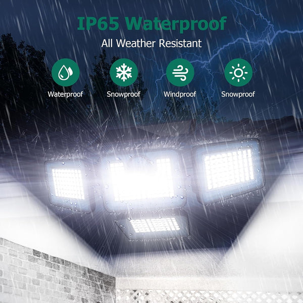 Solar Lights Outdoor, 6000LM 4 Heads Motion Sensor Lights, 3 Mode, IP65 Waterproof Solar Security Wall Lights, Remote Control Flood Lights for Garden, Outside, Backyard, 4 Pack8