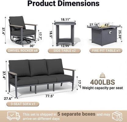 Aluminum Outdoor Patio Furniture Set with 5.1-Inch Cushions6