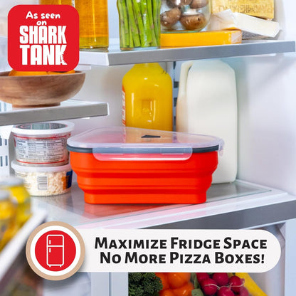 The Perfect ™ - Reusable Pizza Storage Container with 5 Microwavable Serving Trays - Bpa-Free Adjustable Pizza Slice Container to Organize & save Space, Red3