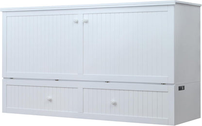 Murphybedz Tuscany Murphy Cabinet Chest Bed with Charging Station 6 Inch (White, King)1