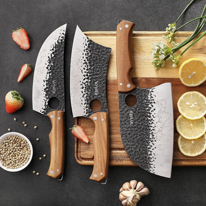 Butcher Knife Set, Hand Forged Kitchen Knife Set for Home,Bbq, and Camping8