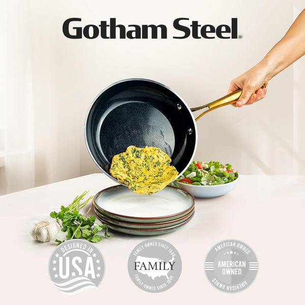 15 Pc Ceramic Cookware Set Nonstick, Ceramic Pots and Pans Set Non Stick with Steamer & Cooking Utensils, Non Toxic PFOA PFOS Free, Premium Stay Cool Handles, Oven & Dishwasher Safe8