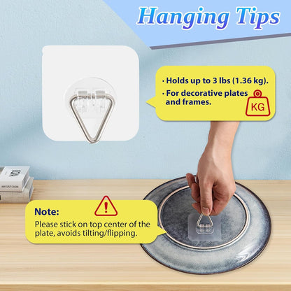 Wall Plate Hangers for Display - Invisible Adhesive Picture Hangers for Wall - Ideal for Hanging Decorative Plates | Photo Frames | Paintings - 2.4 Inch3
