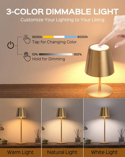 Cordless Lamps, 3 Height, 3 Colors Smooth Dimming, 5000 Capacity5