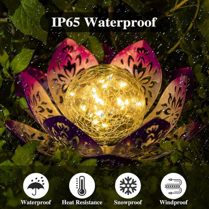 Solar Garden Lights Outdoor Decorative - Bright Lotus Flower Table Lamp, Waterproof Solar Lights for Patio Pathway Yard Balcony outside Decor5