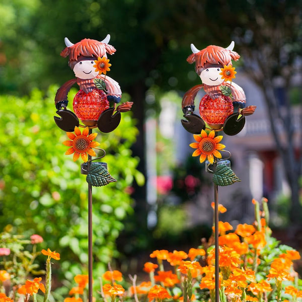 2 Pack Solar Garden Lights, Highland Cow Solar Lights Outdoor4