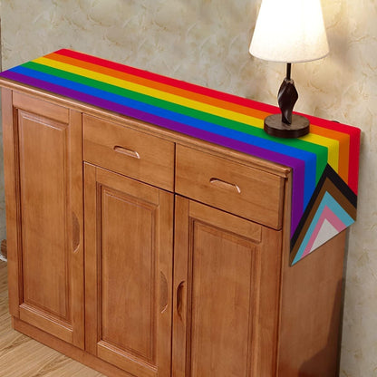 Rainbow Table Runner Rustic June Pride Month LGBTQ+ Party Decoration Linen Farmhouse Home Dining Room Kitchen Table Decor (13" X 60")3