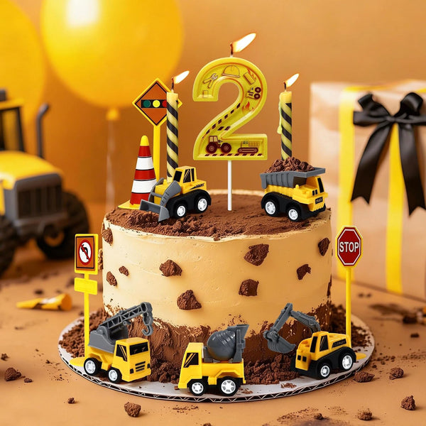Number 2 Construction Birthday Candles, 17 Pcs Construction Cake Toppers8