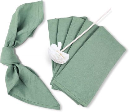 Dinner Cloth Napkins Bulk,100% Soft Cotton Linen Napkins,Washable Napkins with Hemmed Edges for Wedding Decorations Christmas, 16”*16”, (Set of 12, Sage Green)1