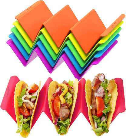 Colorful Taco Holder Stands Set of 6, Large Taco Trays | Holds 2 or 3 Tacos Each, Durable Bpa-Free PP Material, Dishwasher & Microwave Safe for Taco Nights1
