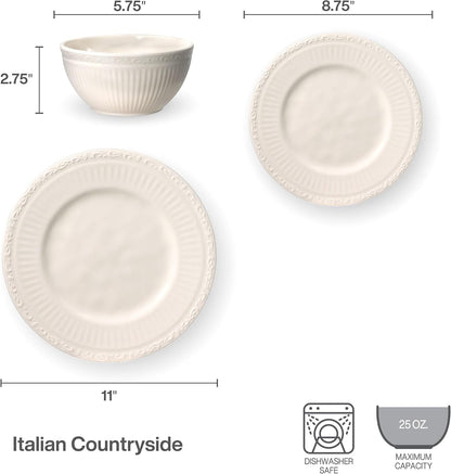Italian Countryside 12 Piece Melamine Outdoor Dinnerware Set, Service for 44