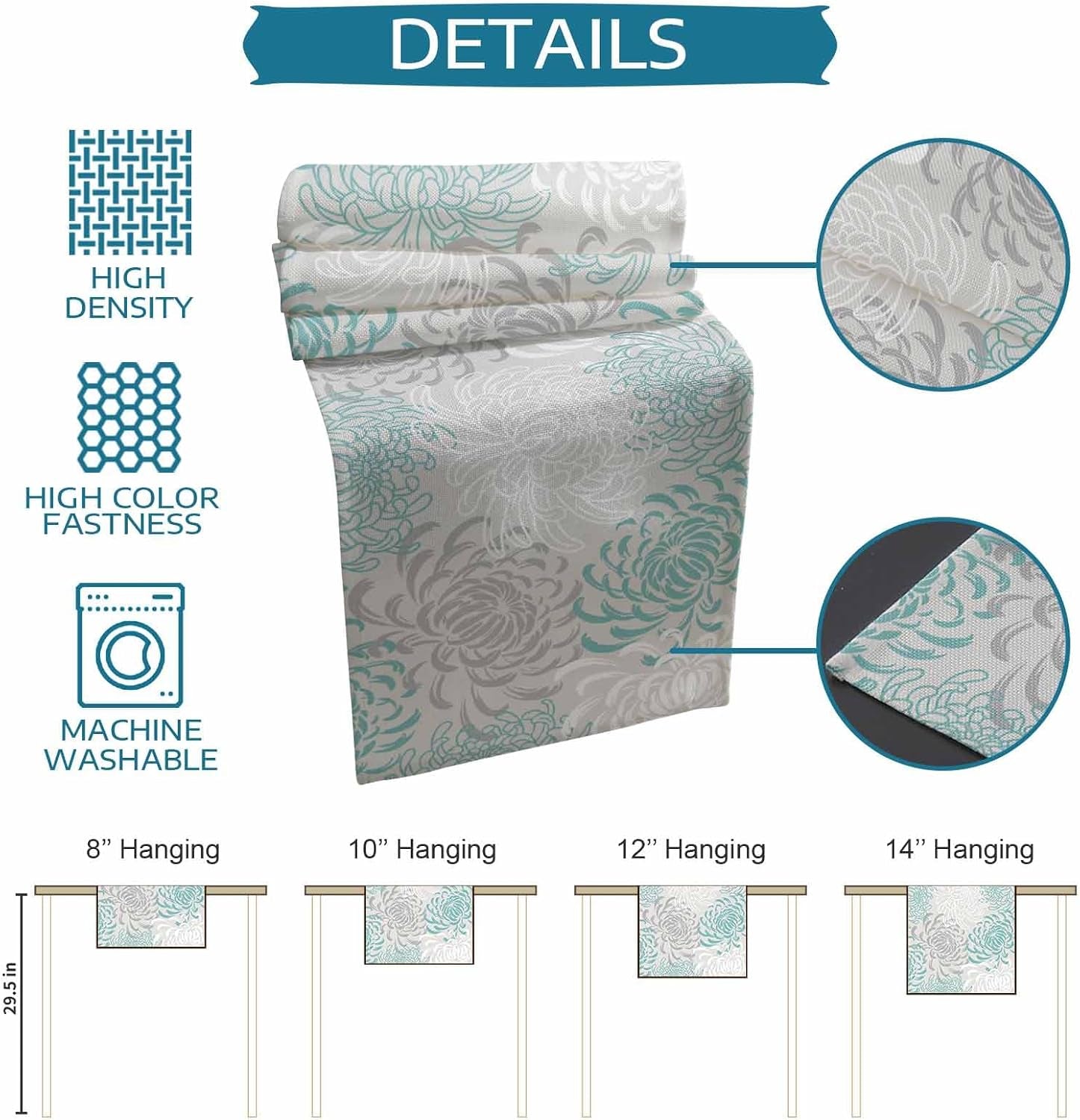 aqua-chrysanthemum-flowers-table-runner-cotton-linen-long-13x120-inches-dresser-scarves-floral-grey-tablerunner-for-kitchen-coffee-dining-end-table-bedroom-living-room-scarf-decor-for-holiday