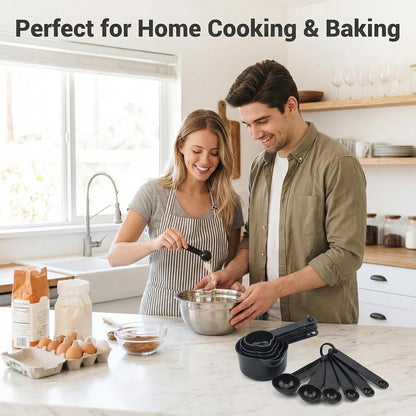 11 Pcs Measuring Cups and Spoons Set - Plastic Nesting for Dry Liquid Ingredients Engraved Markings Kitchen Baking7