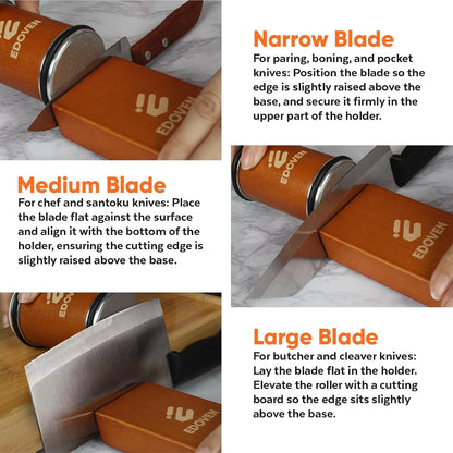 Rolling Knife Sharpener Kit – Kitchen Knife Sharpener with Leather Strop & Magnetic 15° & 20° Angle Guide | Manual Knife Sharpening Kit for Steel Knives | Premium Gift for Home Cooks & Chefs4
