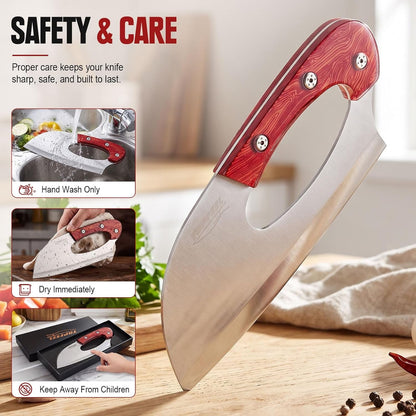 Effort-Saving Meat Cleaver, German Steel Rocker Kitchen Knife8