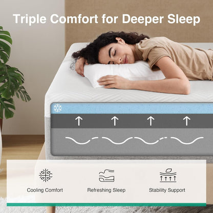 Bliss Queen Size Mattress, 12 Inch Gel Memory Foam Mattress Queen | Cool Night Sleep & Pressure Relief, Support Foam for Spine Alignment & Motion Isolation, Medium Plush Feel4