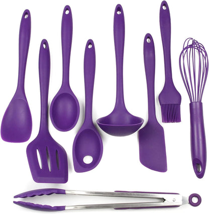 Premium Silicone Kitchen Tool and Utensil Set, 9 Piece, Purple1