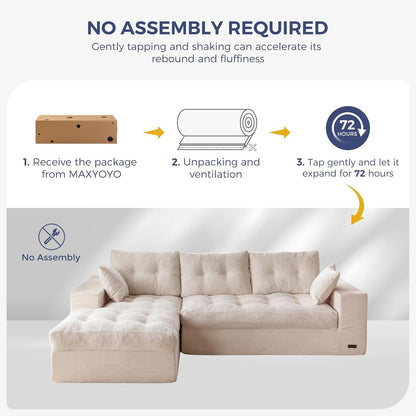 Boneless Couch, 96-Inch L-Shaped Cloud Couch with Ottoman9