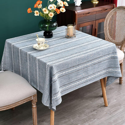 Farmhouse Embroidered 42X42 Inch Square Tablecloth Linen Texture2