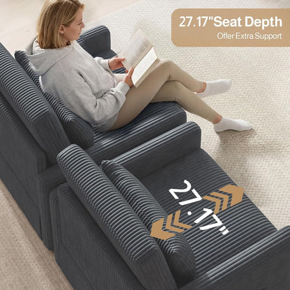 3 in 1 Pull Out Sleeper Chair, 75.2” Corduroy Single Sofa, Dark Gray6