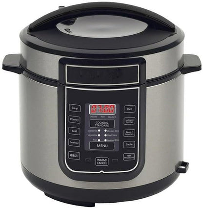 6 Quart Digital Pressure Cooker with 14 Preset Cooking Functions – Stainless Steel Electric Multi-Cooker with Slow Cook, Keep Warm, and Auto Shut-Off1
