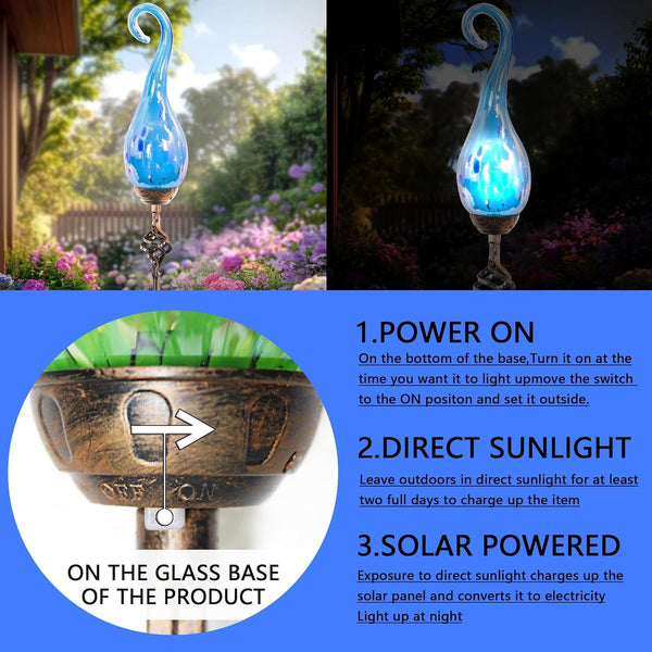 Solar Garden Lights, Decorative Led Flame Garden Stakes, Outdoor Garden Decor, Sky Bule Flame Solar Lights Outdoor Decorative for Pathway, Lawn, Patio, Driveway6