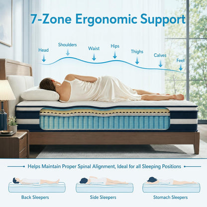 14 Inch Full Mattress, Extra Thick Hybrid Individual Pocket Springs with Memory Foam, Orthopedic Support & Breathable for Heavy Adults5